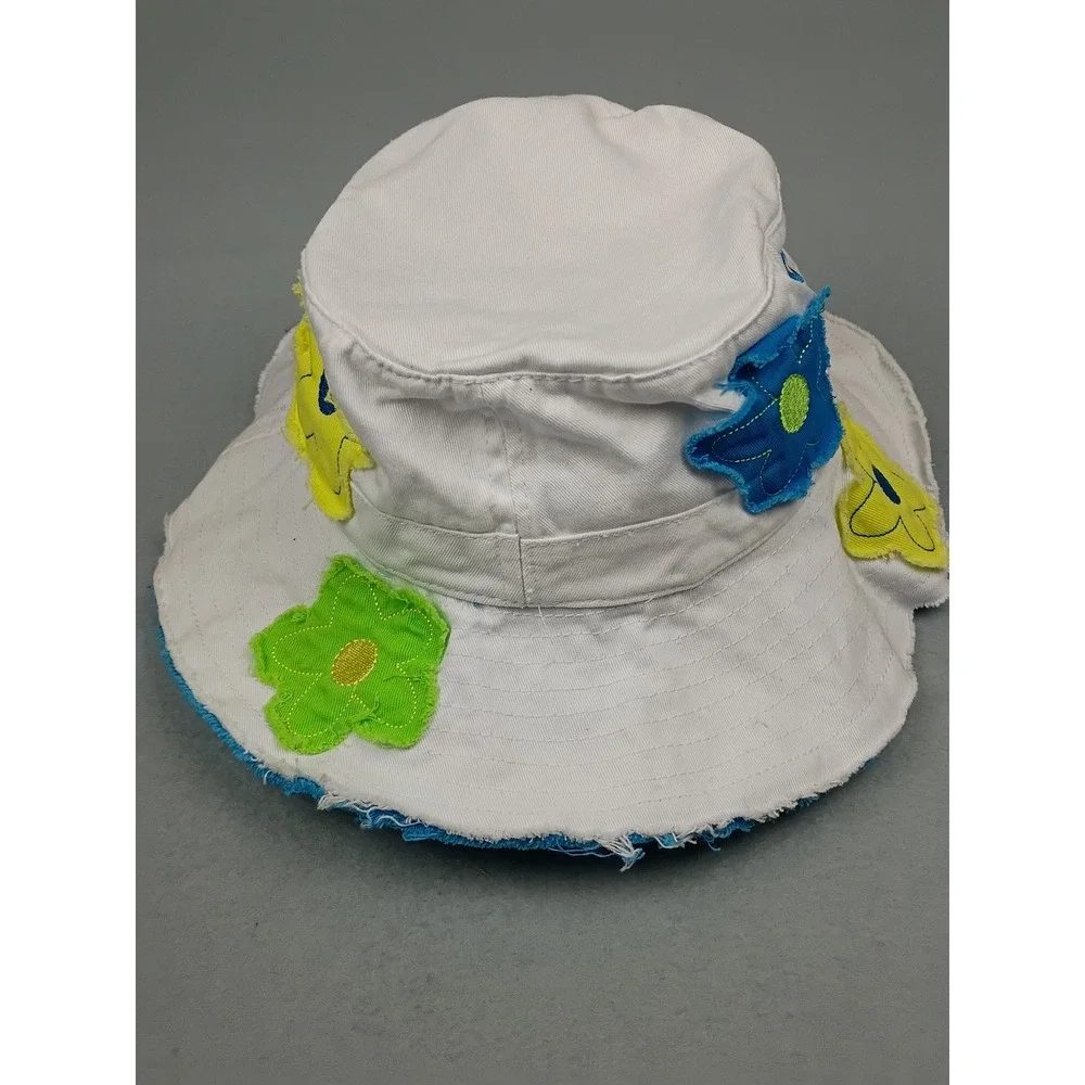 Scala Kids Castaway Cay Bahamas White Floral Cotton Bucket Hat Size 4-6X